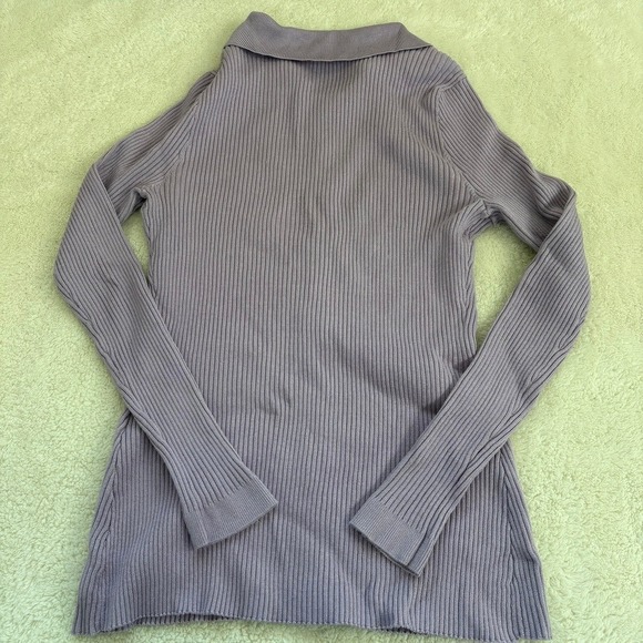 White House Black Market Ribbed Button Down Long Sleeve Sweater Women's L Lilac - Picture 8 of 9